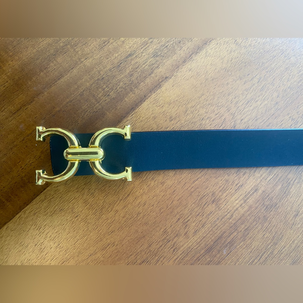 Reversible Black Belt Gold Buckle - Picture 3 of 14